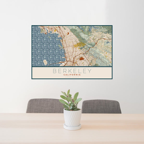 Berkeley - California Map Print in Woodblock