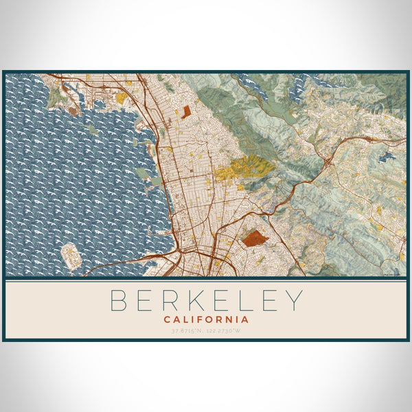 Berkeley - California Map Print in Woodblock