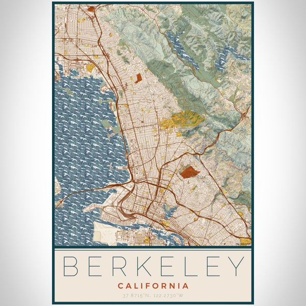 Berkeley - California Map Print in Woodblock