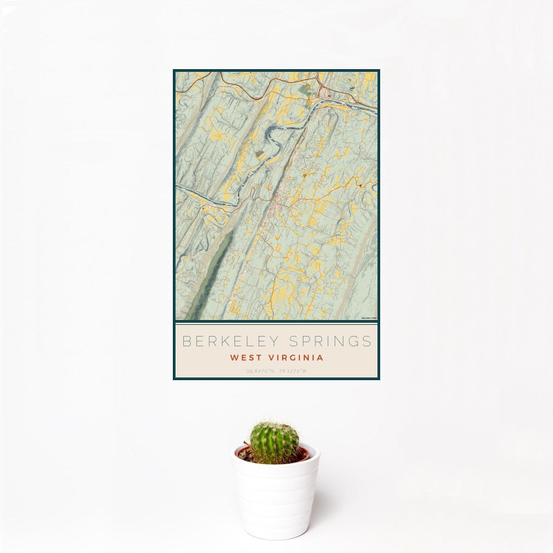 Berkeley Springs - West Virginia Map Print in Woodblock