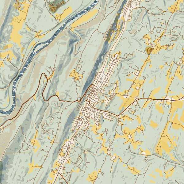 Berkeley Springs - West Virginia Map Print in Woodblock