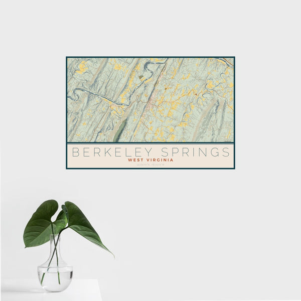 Berkeley Springs - West Virginia Map Print in Woodblock