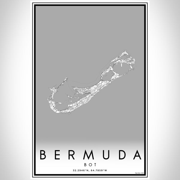 Bermuda BOT Map Print Portrait Orientation in Classic Style With Shaded Background