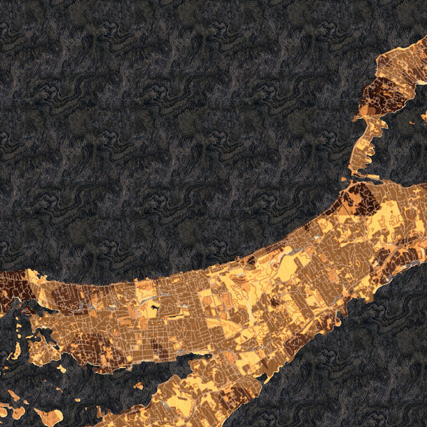 Bermuda BOT Map Print in Ember Style Zoomed In Close Up Showing Details