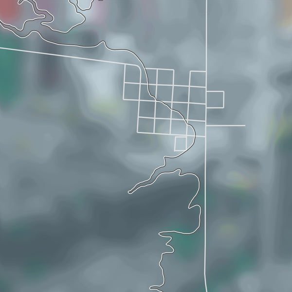 Big Piney Wyoming Map Print in Afternoon Style Zoomed In Close Up Showing Details