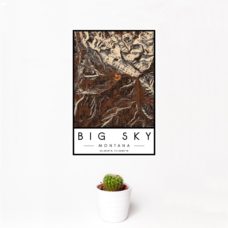 Big Sky - Montana Map Print in Ember