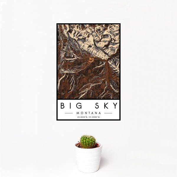Big Sky - Montana Map Print in Ember