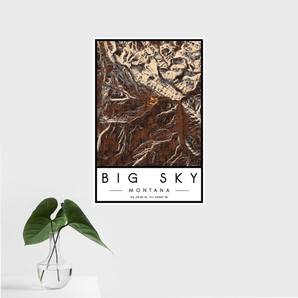 Big Sky - Montana Map Print in Ember