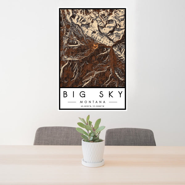 Big Sky - Montana Map Print in Ember