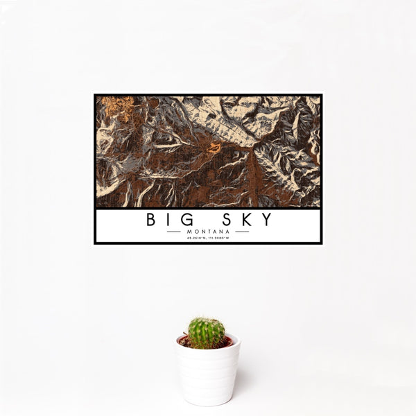 Big Sky - Montana Map Print in Ember