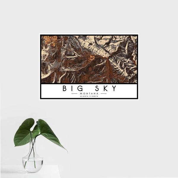Big Sky - Montana Map Print in Ember