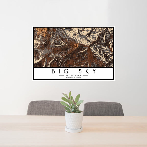 Big Sky - Montana Map Print in Ember