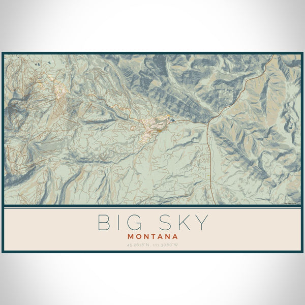 Big Sky - Montana Map Print in Woodblock
