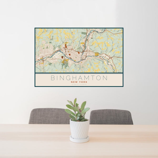 Binghamton - New York Map Print in Woodblock