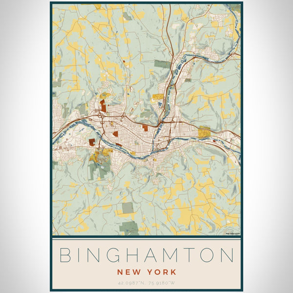 Binghamton - New York Map Print in Woodblock