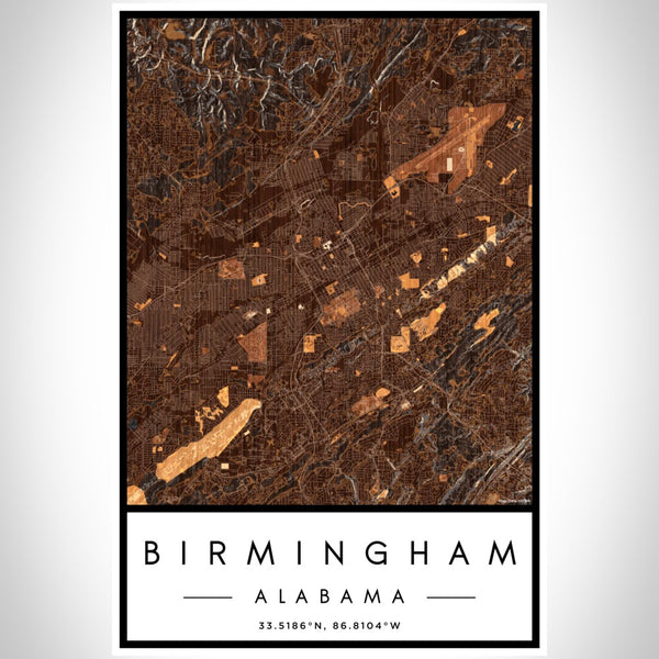 Birmingham - Alabama Map Print in Ember