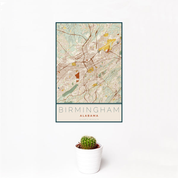 Birmingham - Alabama Map Print in Woodblock