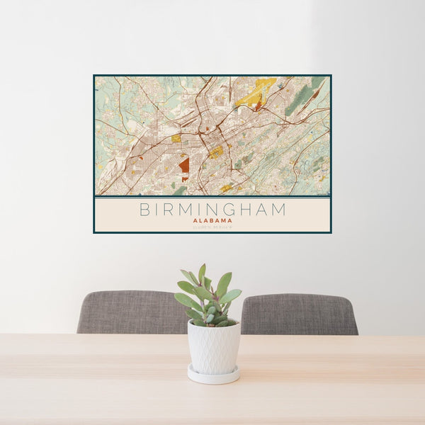 Birmingham - Alabama Map Print in Woodblock