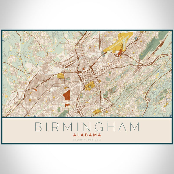 Birmingham - Alabama Map Print in Woodblock