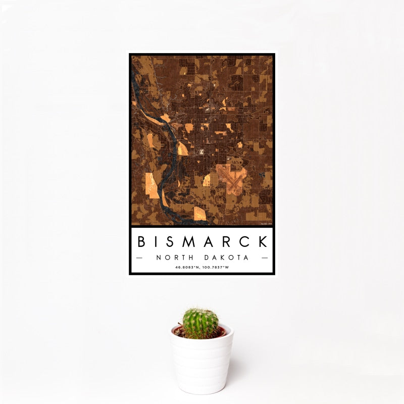Bismarck - North Dakota Map Print in Ember