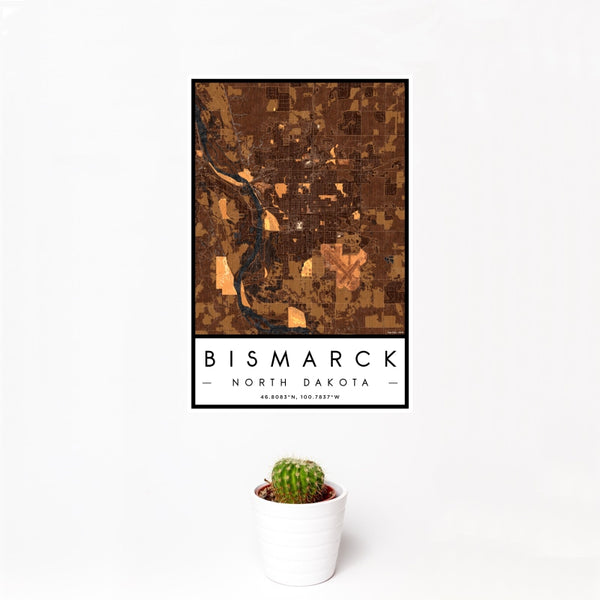 Bismarck - North Dakota Map Print in Ember