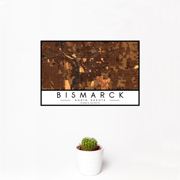 Bismarck - North Dakota Map Print in Ember
