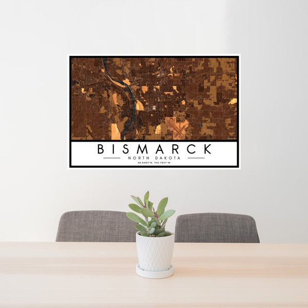 Bismarck - North Dakota Map Print in Ember