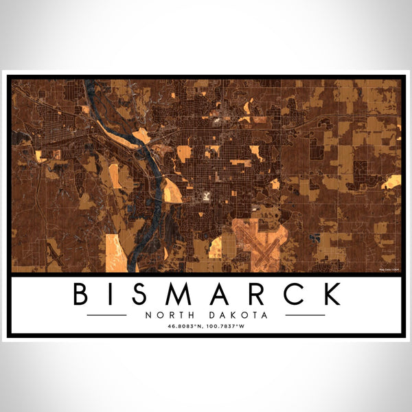 Bismarck - North Dakota Map Print in Ember