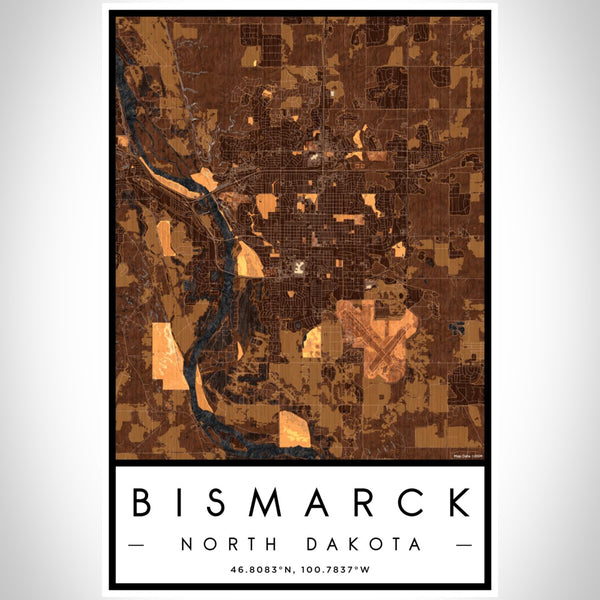 Bismarck - North Dakota Map Print in Ember