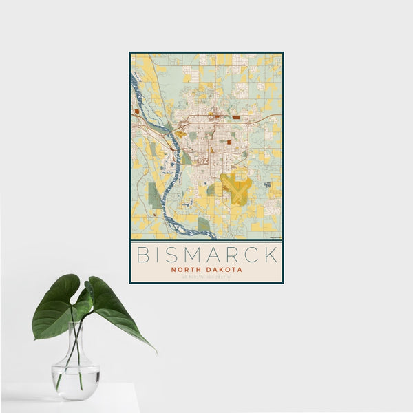 Bismarck - North Dakota Map Print in Woodblock