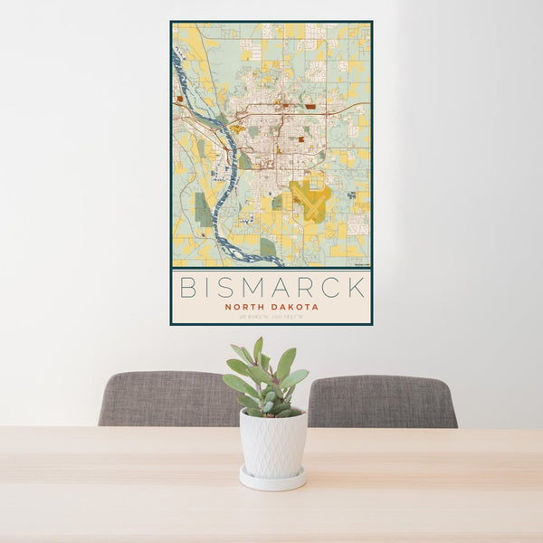 Bismarck - North Dakota Map Print in Woodblock