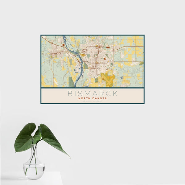 Bismarck - North Dakota Map Print in Woodblock