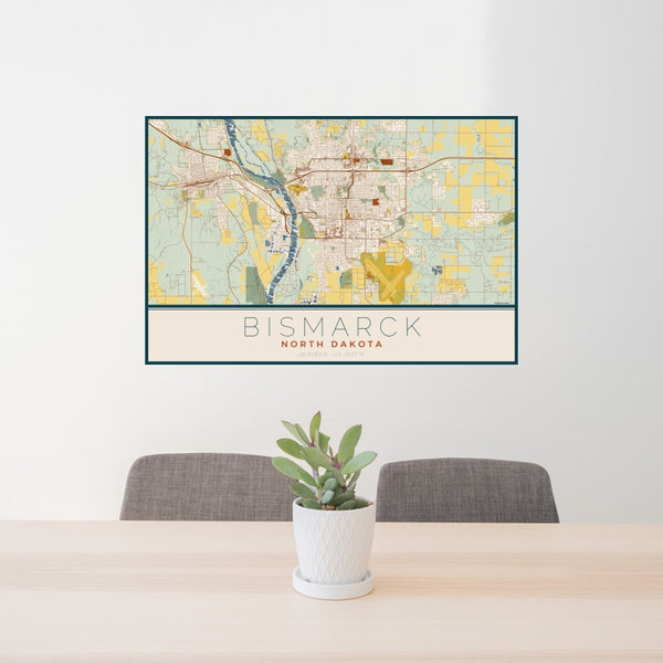Bismarck - North Dakota Map Print in Woodblock