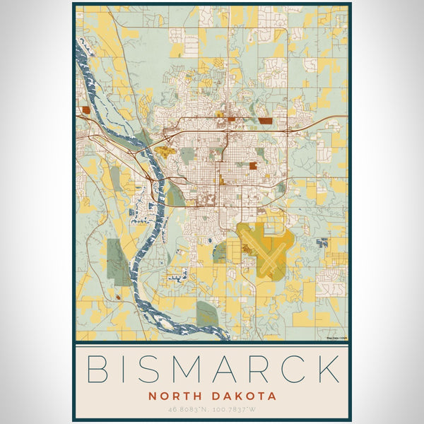Bismarck - North Dakota Map Print in Woodblock