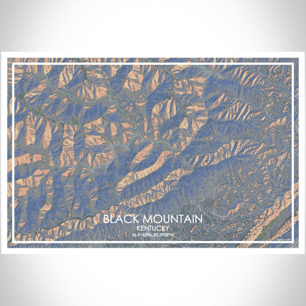 Black Mountain Kentucky Map Print Landscape Orientation in Afternoon Style With Shaded Background
