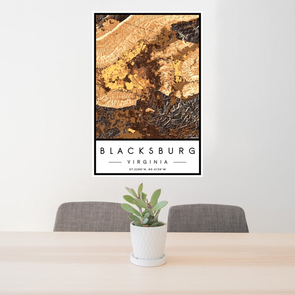Blacksburg - Virginia Map Print in Ember