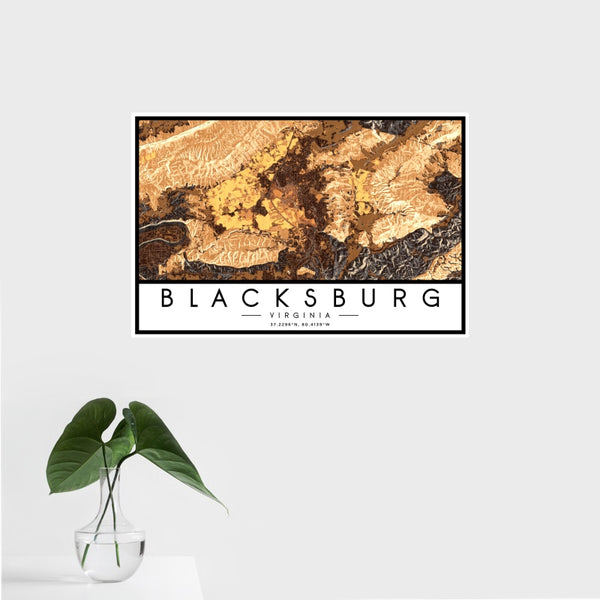 Blacksburg - Virginia Map Print in Ember