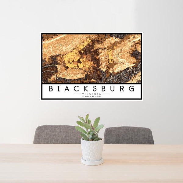 Blacksburg - Virginia Map Print in Ember