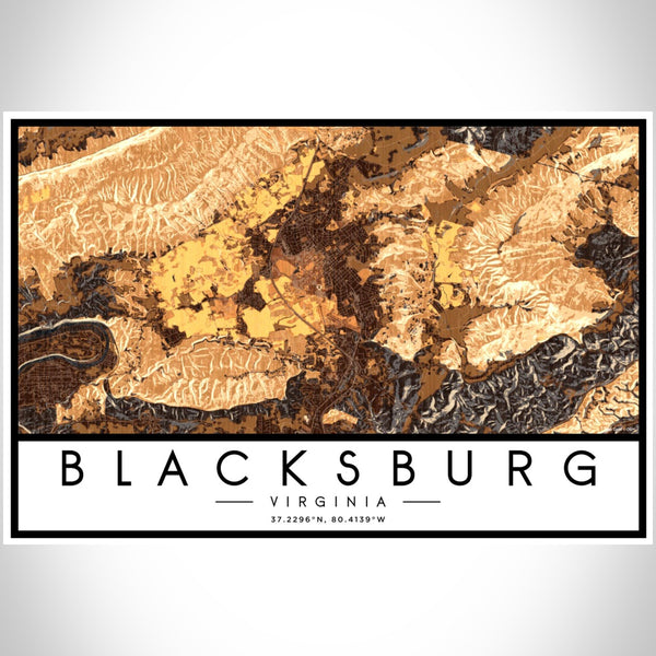 Blacksburg - Virginia Map Print in Ember