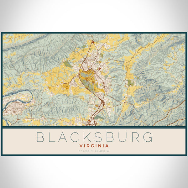 Blacksburg - Virginia Map Print in Woodblock