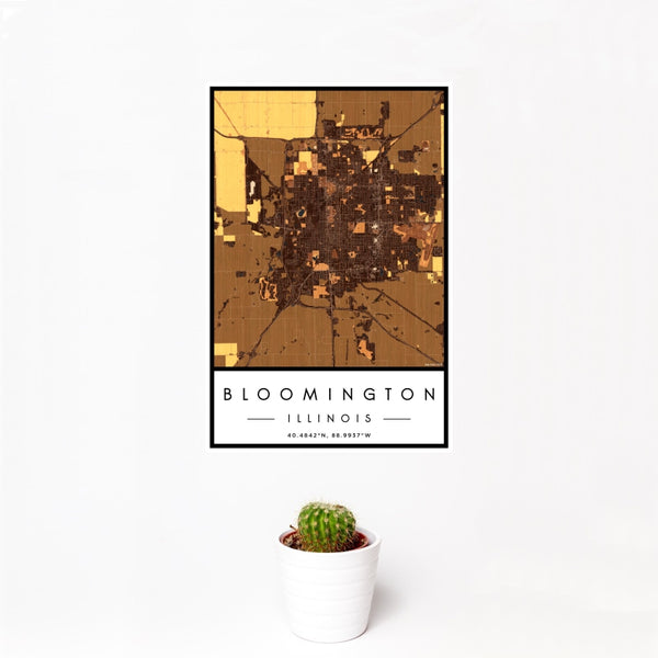 Bloomington - Illinois Map Print in Ember