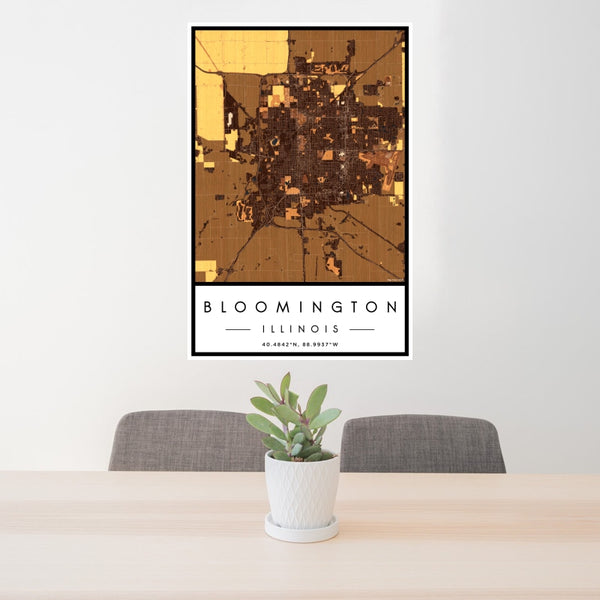 Bloomington - Illinois Map Print in Ember