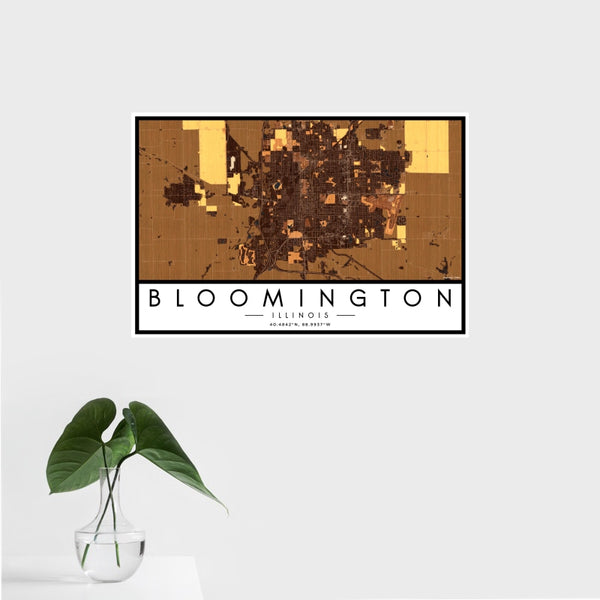Bloomington - Illinois Map Print in Ember