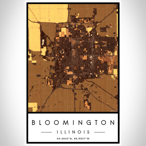 Bloomington - Illinois Map Print in Ember