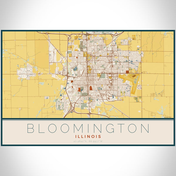Bloomington - Illinois Map Print in Woodblock