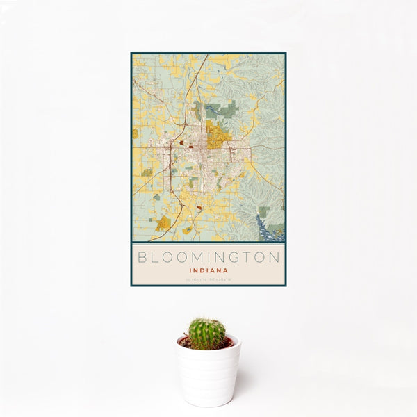 Bloomington - Indiana Map Print in Woodblock