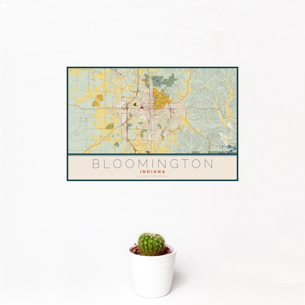 Bloomington - Indiana Map Print in Woodblock