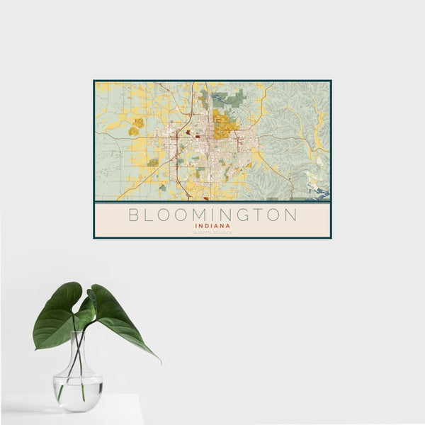Bloomington - Indiana Map Print in Woodblock