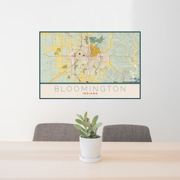 Bloomington - Indiana Map Print in Woodblock