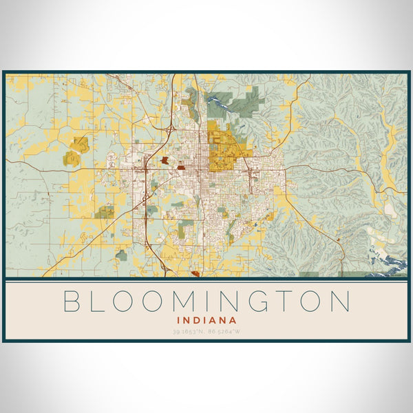 Bloomington - Indiana Map Print in Woodblock